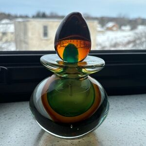 Vintage Murano Sommerso Glass Perfume Bottle with Stopper 6.75” Vibrant Colours